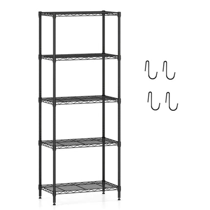 5-Tier Metal Storage Shelving Unit with V-Shaped Wire Rack and 750 LBS Capacity-Black - Black - Garages