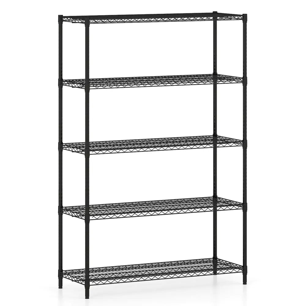 5-Tier Metal Storage Shelving Unit with V-Shaped Wire Rack-Black - Black - Baker’s Racks
