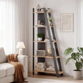 5-Tier Modern Bookshelf Narrow Vertical Display Shelf for Small Space-Gray - Gray - Bookcases