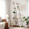 5-Tier Modern Bookshelf Narrow Vertical Display Shelf for Small Space-White - White - Bookcases