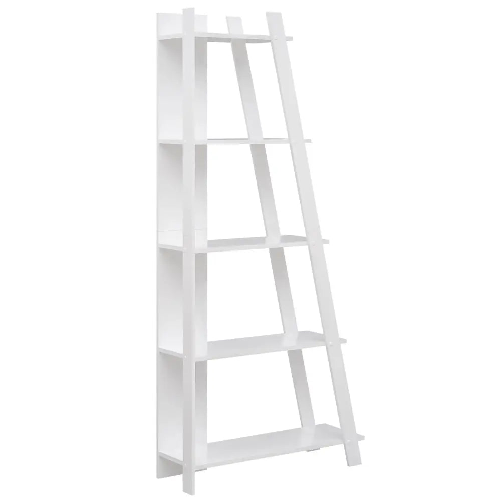 5-Tier Modern Bookshelf Narrow Vertical Display Shelf for Small Space-White - White - Bookcases