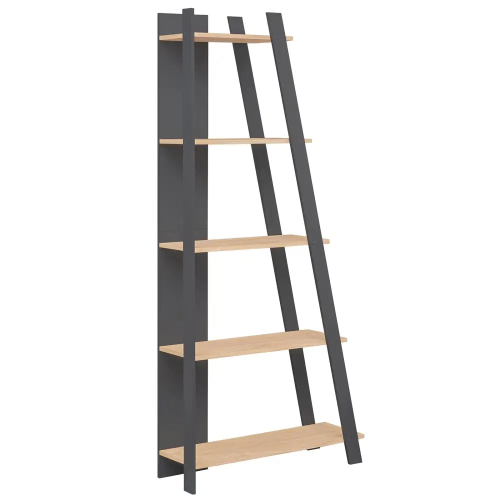 5-Tier Modern Bookshelf Narrow Vertical Display Shelf for Small Space-Gray - Gray - Bookcases