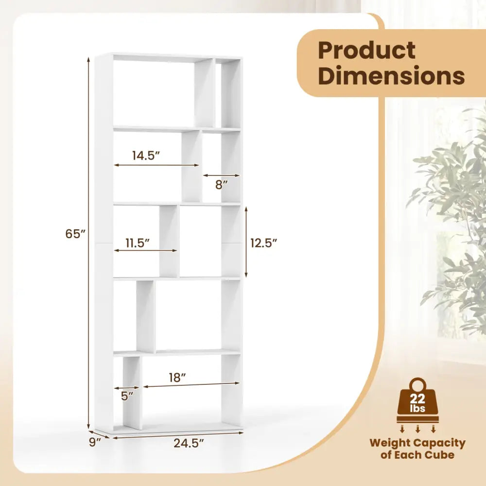 5-Tier Modern Bookshelf with Open Back and 2 Anti-Tipping Kits-White - White - Bookcases