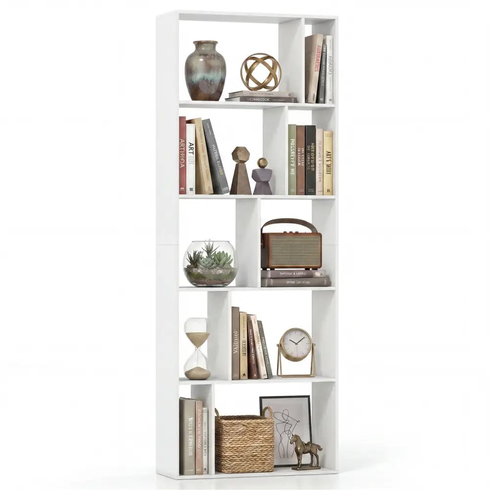5-Tier Modern Bookshelf with Open Back and 2 Anti-Tipping Kits-White - White - Bookcases