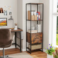 5-Tier Narrow Bookcase with 4 Open Shelves and Storage Drawer-Rustic Brown - Rustic Brown - Bookcases