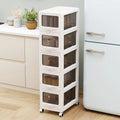 5-Tier Plastic Drawer Storage Organizer Rolling Cart with 3/4/5 Drawers and Lockable Wheels - File Cabinets