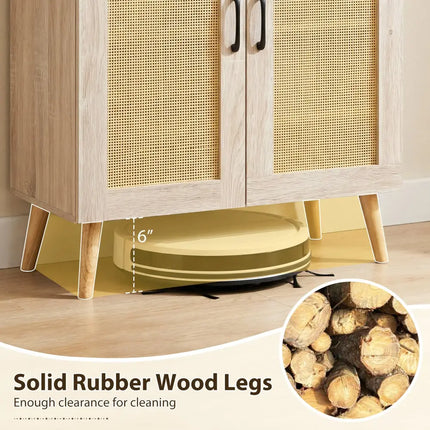 5-Tier Rattan Shoe Cabinet with 3 Removable Shelves-Natural - Natural - Shoe Racks & Storage Benches