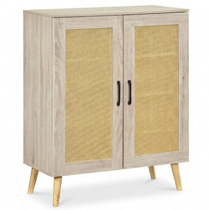 5-Tier Rattan Shoe Cabinet with 3 Removable Shelves-Natural - Natural - Shoe Racks & Storage Benches
