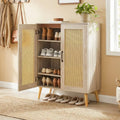 5-Tier Rattan Shoe Cabinet with 3 Removable Shelves-Natural - Natural - Shoe Racks & Storage Benches