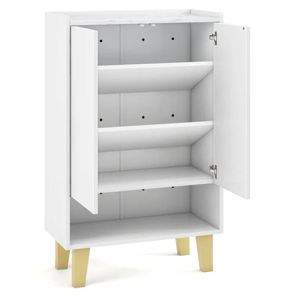 5-Tier Shoe Cabinet with Faux Marble Countertop and Flat Tilting Shelves-White - White - Shoe Racks & Storage Benches