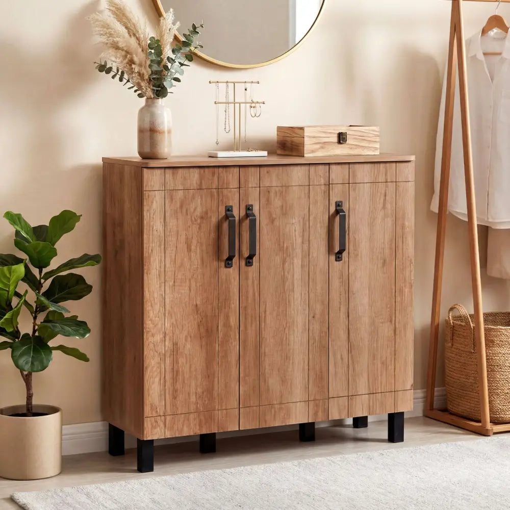 5-Tier Shoe Storage Cabinet Freestanding Shoe Rack Organizer for Entryway-Oak - Oak - Shoe Racks & Storage Benches