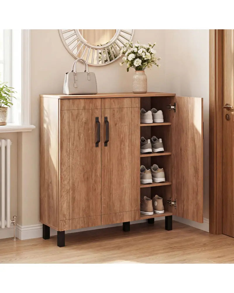 5-Tier Shoe Storage Cabinet Freestanding Shoe Rack Organizer for Entryway-Oak - Oak - Shoe Racks & Storage Benches