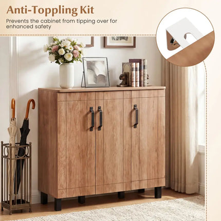 5-Tier Shoe Storage Cabinet Freestanding Shoe Rack Organizer for Entryway-Oak - Oak - Shoe Racks & Storage Benches