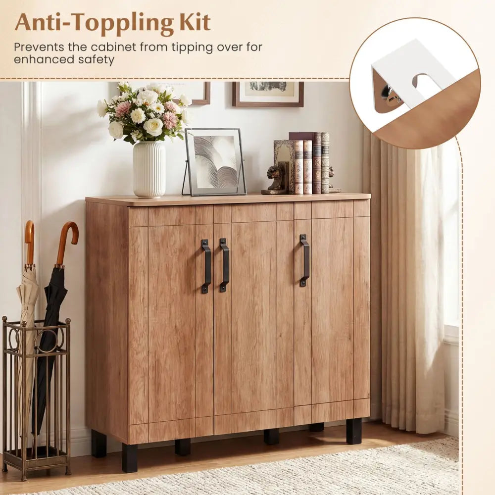 5-Tier Shoe Storage Cabinet Freestanding Shoe Rack Organizer for Entryway-Oak - Oak - Shoe Racks & Storage Benches