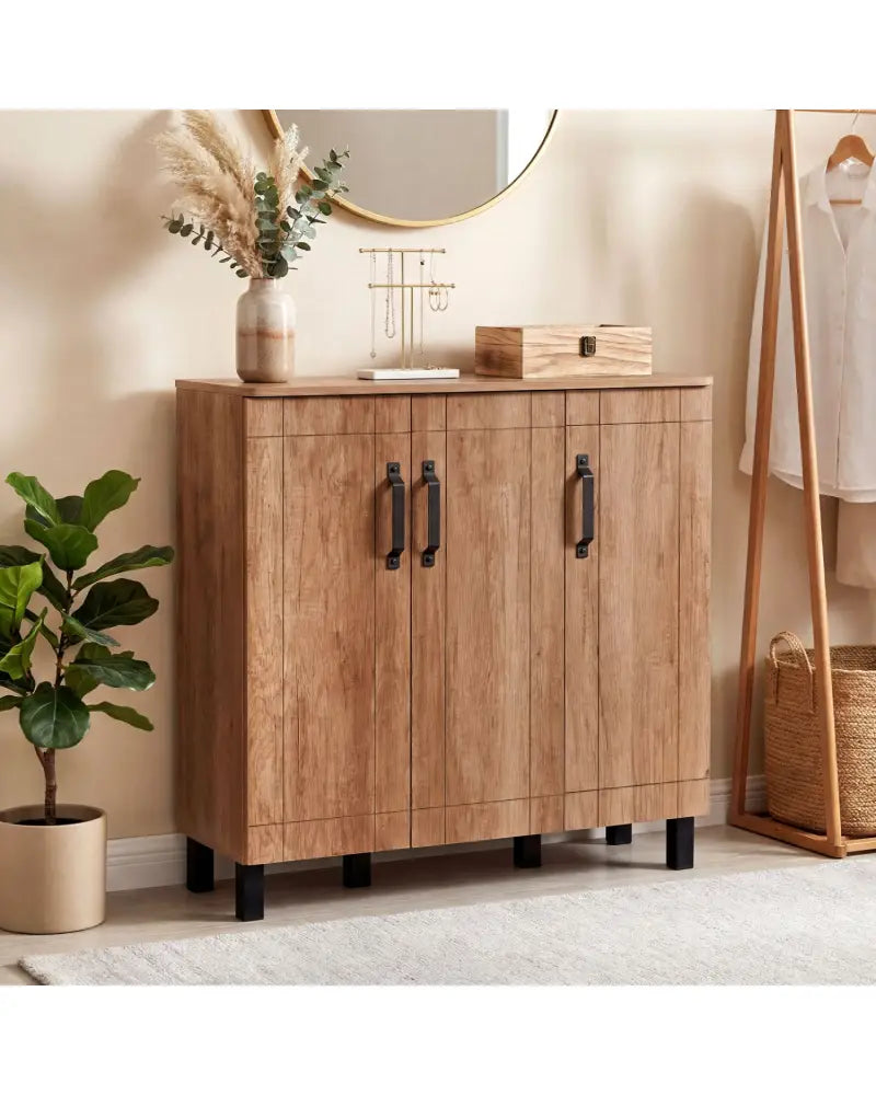 5-Tier Shoe Storage Cabinet Freestanding Shoe Rack Organizer for Entryway-Oak - Oak - Shoe Racks & Storage Benches