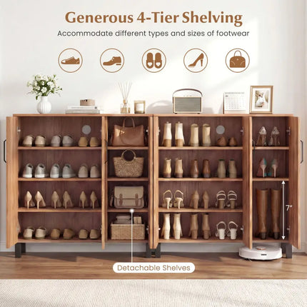 5-Tier Shoe Storage Cabinet Freestanding Shoe Rack Organizer for Entryway-Oak - Oak - Shoe Racks & Storage Benches