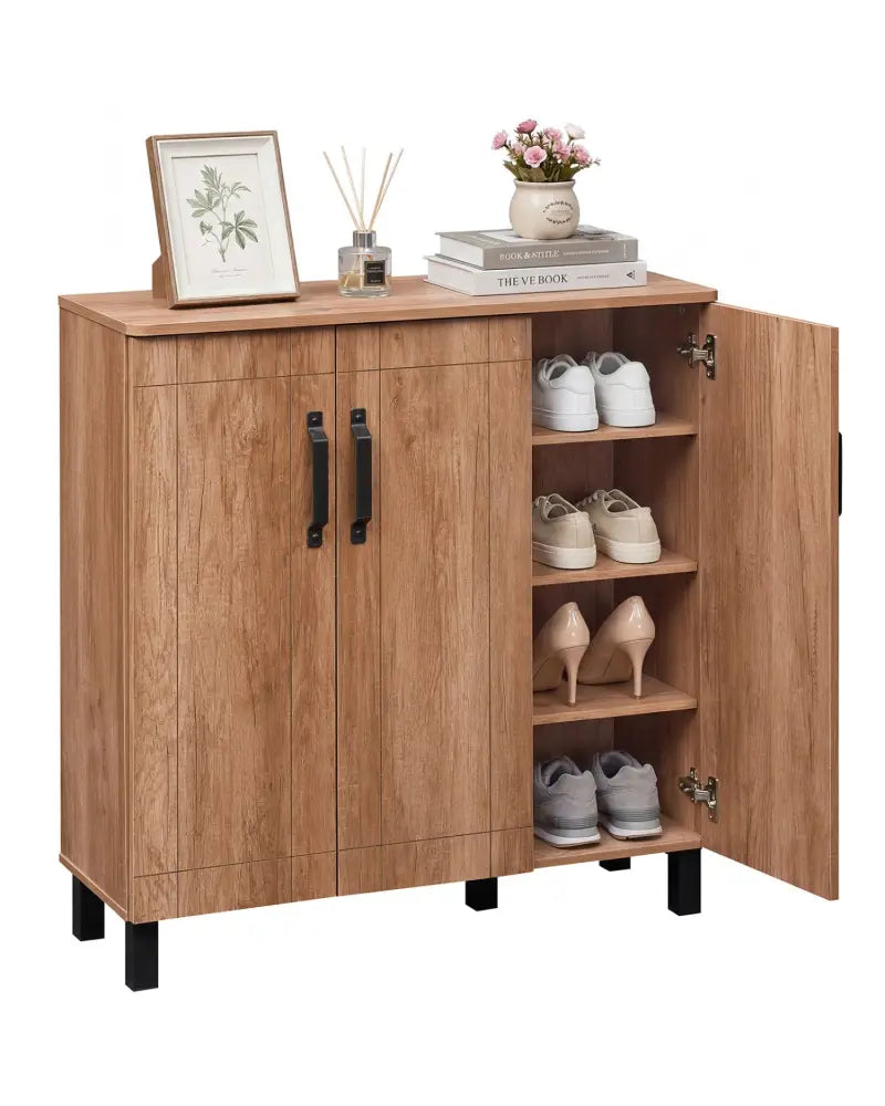 5-Tier Shoe Storage Cabinet Freestanding Shoe Rack Organizer for Entryway-Oak - Oak - Shoe Racks & Storage Benches
