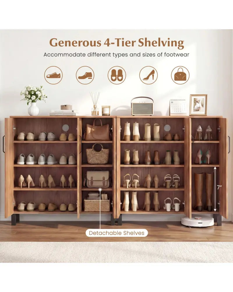 5-Tier Shoe Storage Cabinet Freestanding Shoe Rack Organizer for Entryway-Oak - Oak - Shoe Racks & Storage Benches