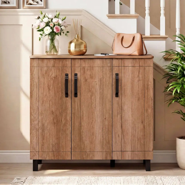 5-Tier Shoe Storage Cabinet Freestanding Shoe Rack Organizer for Entryway-Oak - Oak - Shoe Racks & Storage Benches