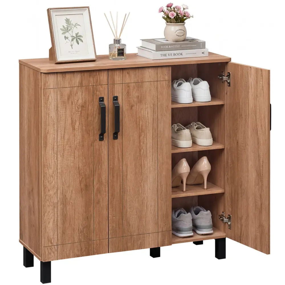 5-Tier Shoe Storage Cabinet Freestanding Shoe Rack Organizer for Entryway-Oak - Oak - Shoe Racks & Storage Benches