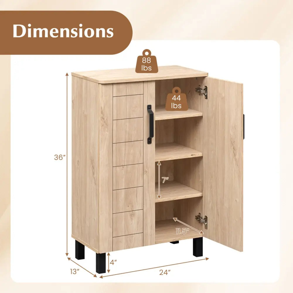 5-Tier Shoe Storage Cabinet Freestanding Wooden Shoe Rack Organizer-Natrual - Natural - Shoe Racks & Storage Benches