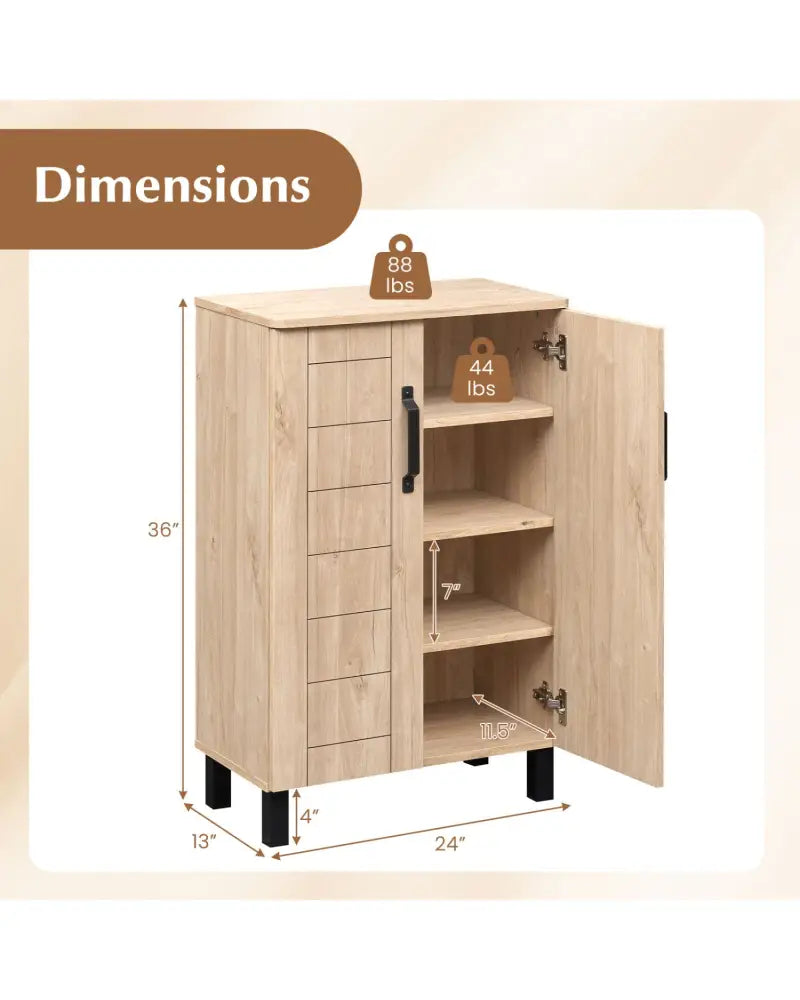 5-Tier Shoe Storage Cabinet Freestanding Wooden Shoe Rack Organizer-Natrual - Natural - Shoe Racks & Storage Benches