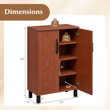 5-Tier Shoe Storage Cabinet Freestanding Wooden Shoe Rack Organizer-Brown - Brown - Shoe Racks & Storage Benches