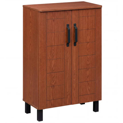5-Tier Shoe Storage Cabinet Freestanding Wooden Shoe Rack Organizer-Brown - Brown - Shoe Racks & Storage Benches