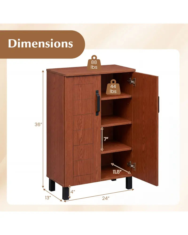 5-Tier Shoe Storage Cabinet Freestanding Wooden Shoe Rack Organizer-Brown - Brown - Shoe Racks & Storage Benches