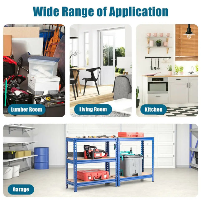 5-Tier Steel Shelving Unit Storage Shelves Heavy Duty Storage Rack-Blue - Blue - Garages