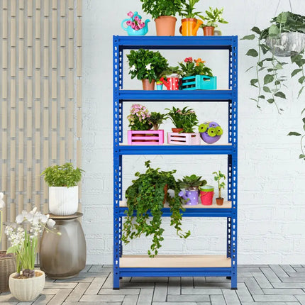 5-Tier Steel Shelving Unit Storage Shelves Heavy Duty Storage Rack-Blue - Blue - Garages