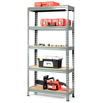 5-Tier Steel Shelving Unit Storage Shelves Heavy Duty Storage Rack-Gray - Gray - Garages