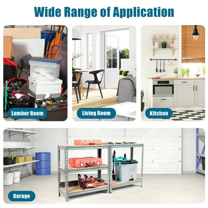 5-Tier Steel Shelving Unit Storage Shelves Heavy Duty Storage Rack-Gray - Gray - Garages
