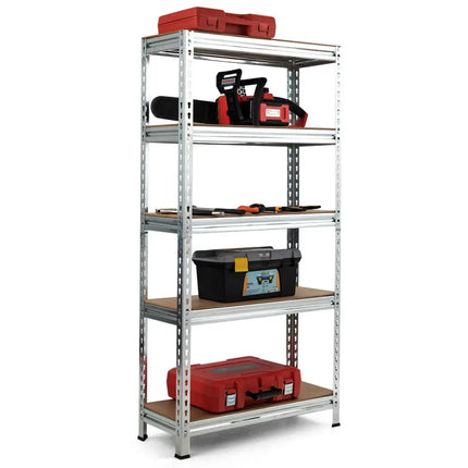 5-Tier Steel Shelving Unit Storage Shelves Heavy Duty Storage Rack-Silver - Silver - Garages