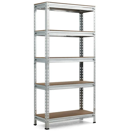 5-Tier Steel Shelving Unit Storage Shelves Heavy Duty Storage Rack-Silver - Silver - Garages