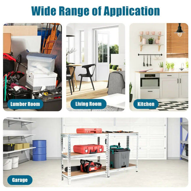 5-Tier Steel Shelving Unit Storage Shelves Heavy Duty Storage Rack-Silver - Silver - Garages