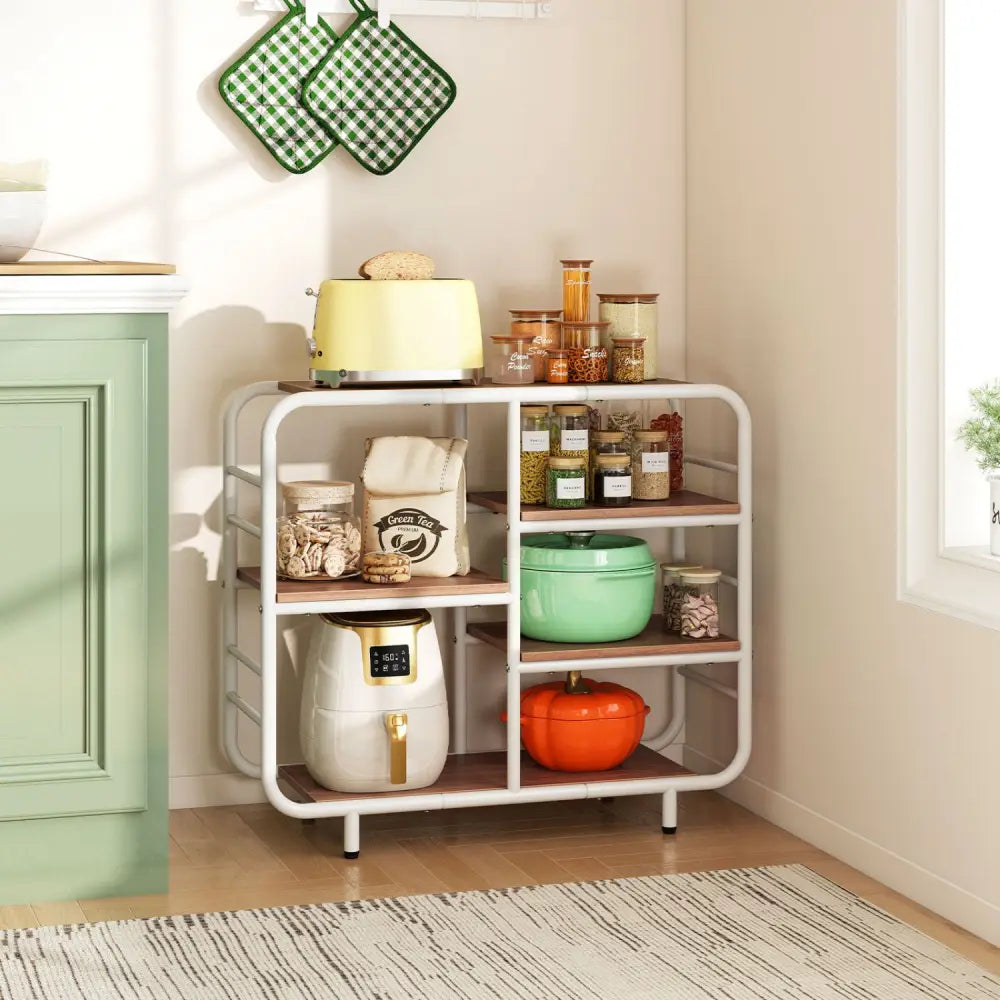 5-Tier Storage Organizer Open Book Shelf with Metal Frame-Natural - Natural - Bookcases