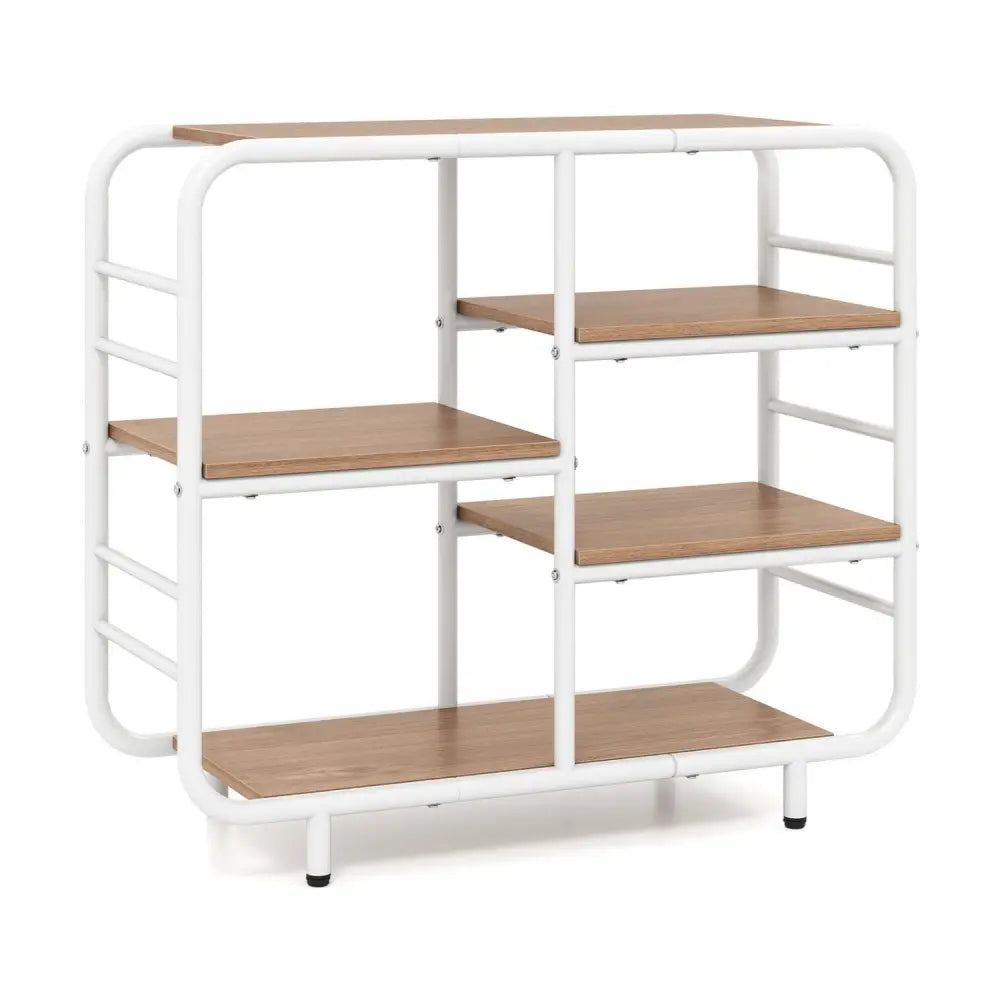 5-Tier Storage Organizer Open Book Shelf with Metal Frame-Natural - Natural - Bookcases