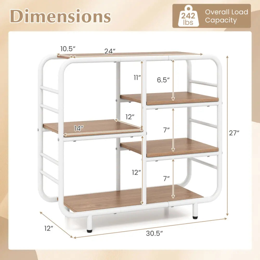 5-Tier Storage Organizer Open Book Shelf with Metal Frame-Natural - Natural - Bookcases