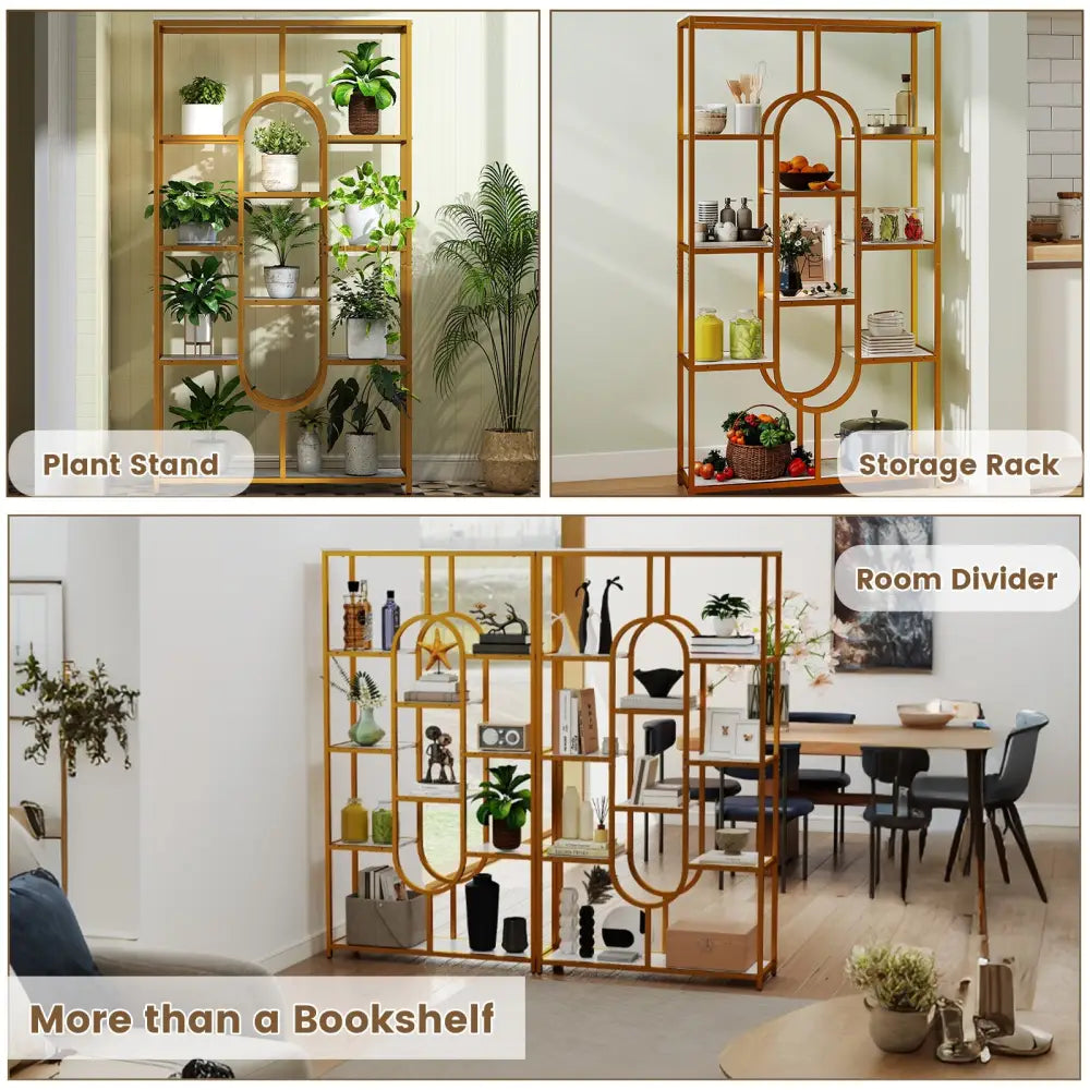5-Tier Tall Etagere Bookcase with Open Storage Shelves-White - White - Bookcases