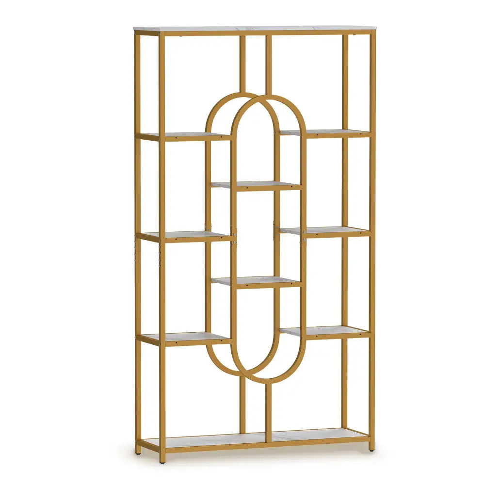5-Tier Tall Etagere Bookcase with Open Storage Shelves-White - White - Bookcases