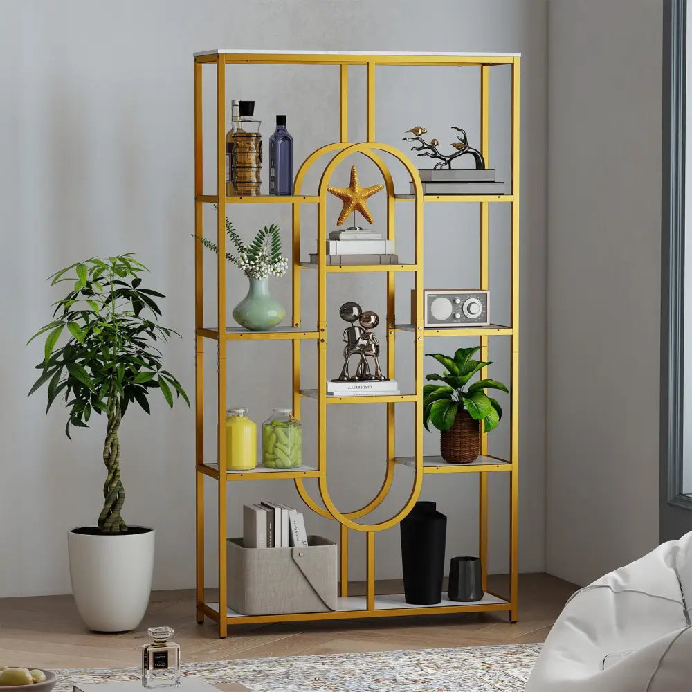 5-Tier Tall Etagere Bookcase with Open Storage Shelves-White - White - Bookcases