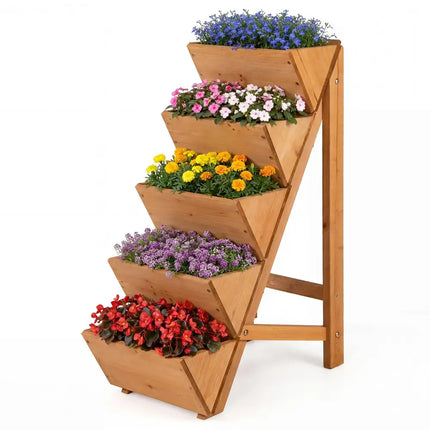 5-tier Vertical Raised Garden Bed Wood Elevated Planter Box with Legs-Orange - Orange - Raised Garden Beds