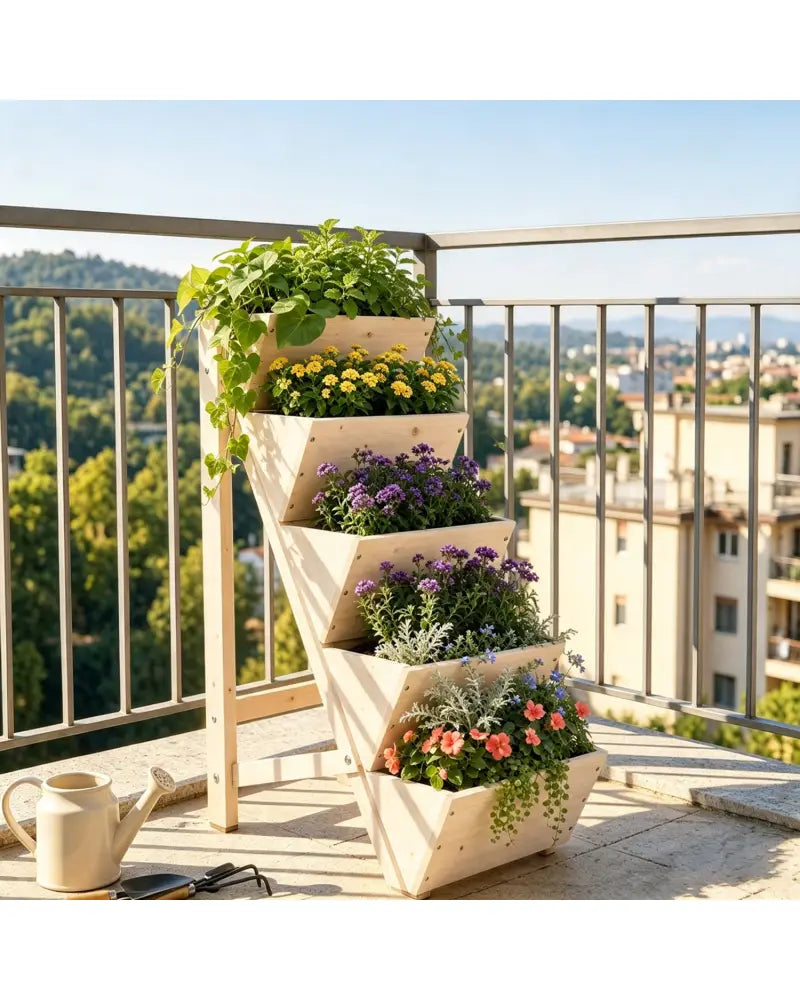 5-tier Vertical Raised Garden Bed Wood Elevated Planter Box with Legs-Natural - Natural - Raised Garden Beds