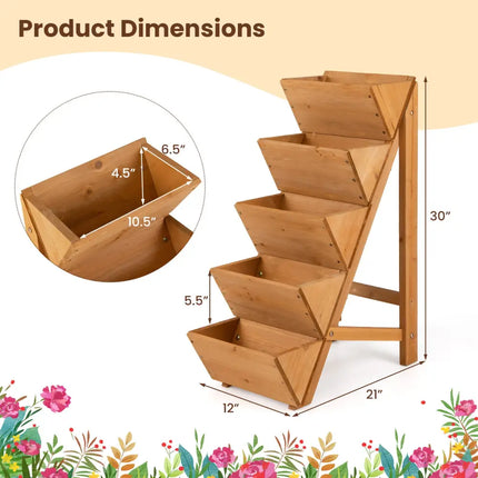 5-tier Vertical Raised Garden Bed Wood Elevated Planter Box with Legs-Orange - Orange - Raised Garden Beds