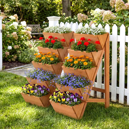 5-tier Vertical Raised Garden Bed Wood Elevated Planter Box with Legs-Orange - Orange - Raised Garden Beds