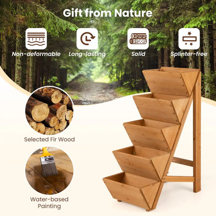 5-tier Vertical Raised Garden Bed Wood Elevated Planter Box with Legs-Orange - Orange - Raised Garden Beds