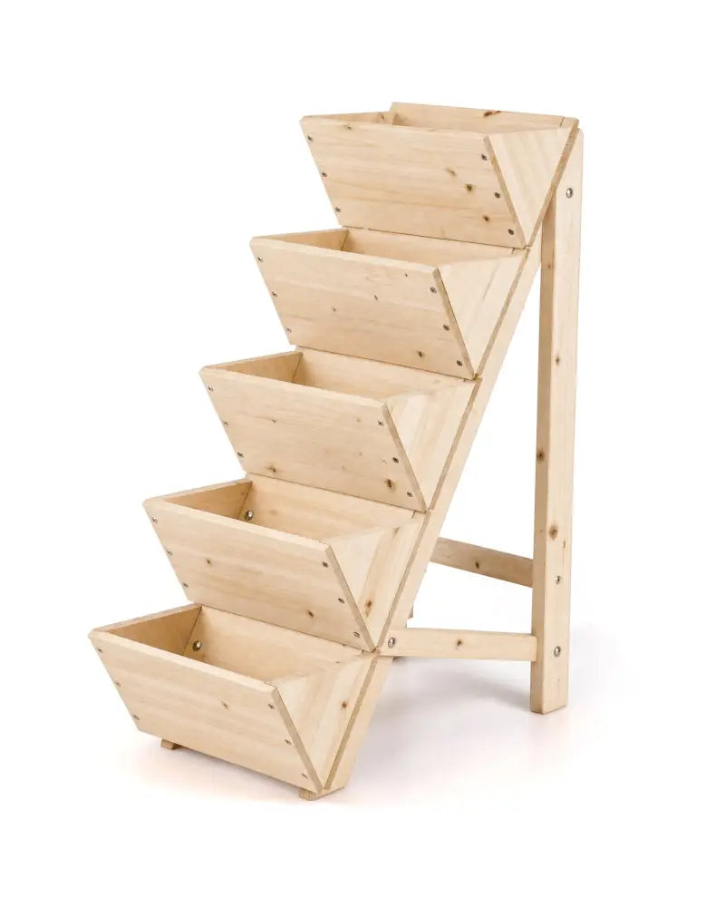 5-tier Vertical Raised Garden Bed Wood Elevated Planter Box with Legs-Natural - Natural - Raised Garden Beds