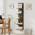 5-Tier Wall Mounted Shelf Unit with Wood Grain-Rustic Brown - Rustic Brown - Bookcases