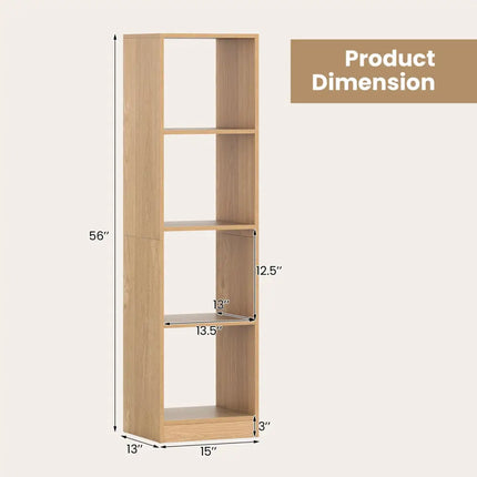 5 Tiers 4-Cube Narrow Bookshelf with 4 Anti-Tipping Kits-Natural - Natural - Bookcases